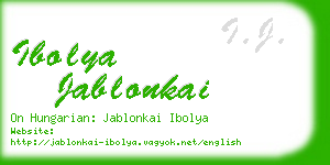 ibolya jablonkai business card